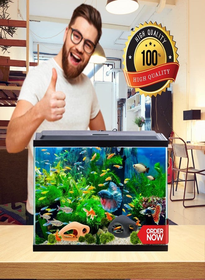 Corisrx Fish Tank Decorations Ceramic Betta Cave - Aquarium Cichlid Rock, Turtle Tank Accessories, Fish House Ornaments, Smooth Unsymmetrical Guppy Decor, Lizard Hides and Caves Small (Black) - Image 4